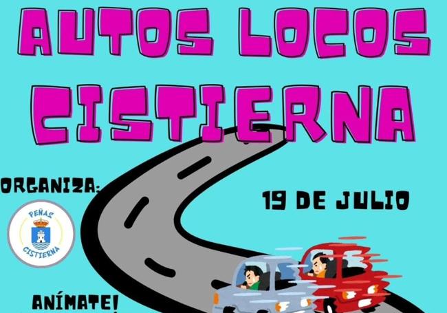 Cartel oficial I Carrera Autos Locos Cistierna.