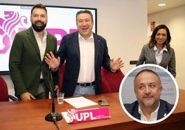 Luis Mariano Santos, vicesecretario de UPL; en un círculo Gerardo Álvarez Courel, presidente de la Diputación.