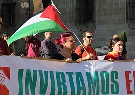Manifestantes propalestinos piden el fin de las acciones armadas de Israel.