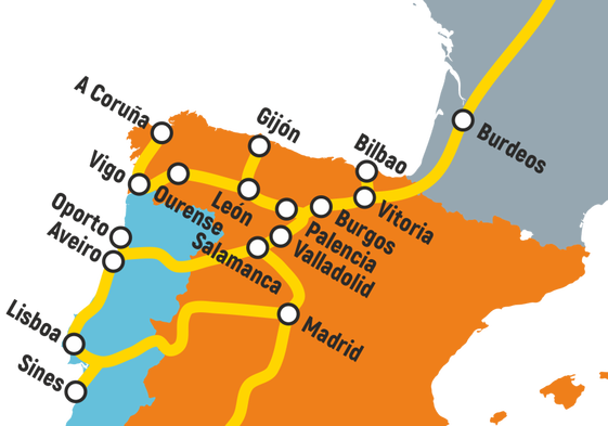 Mapa del Corredor Atlántico.