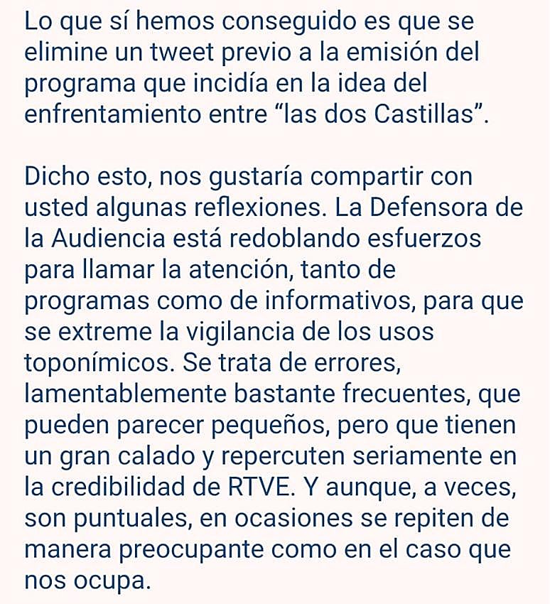 Imagen secundaria 1 - La carta de respuesta de la Defensora de la Audiencia de Tve.
