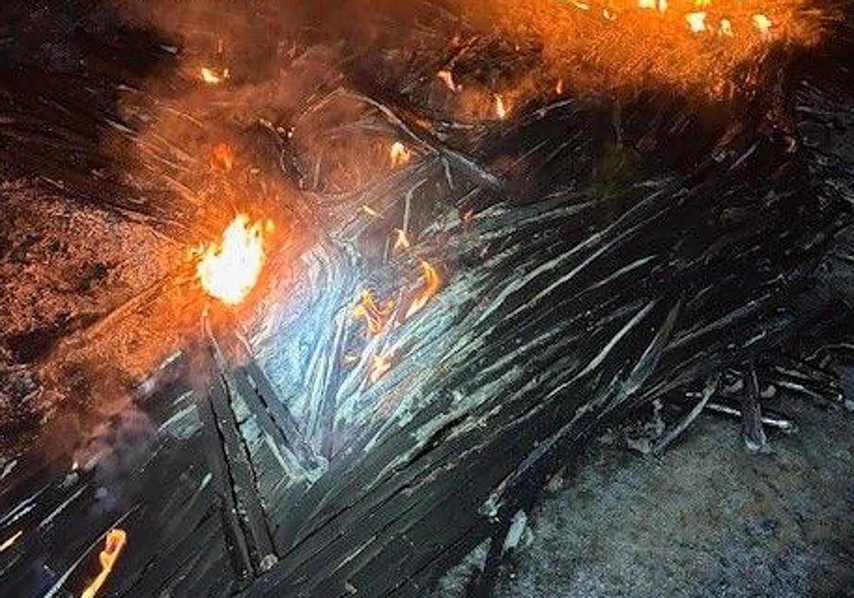 Incendio del cable de cobre.