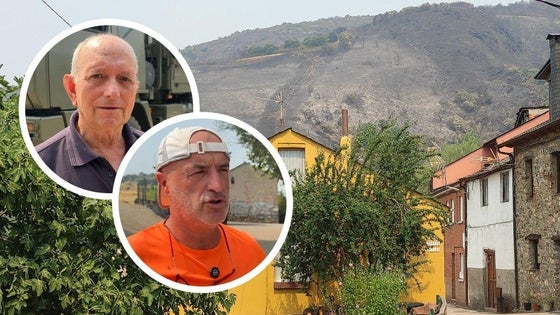 Vista desde la localidad de Yeres. En los círculos, Felipe Blanco y Julio Arias.