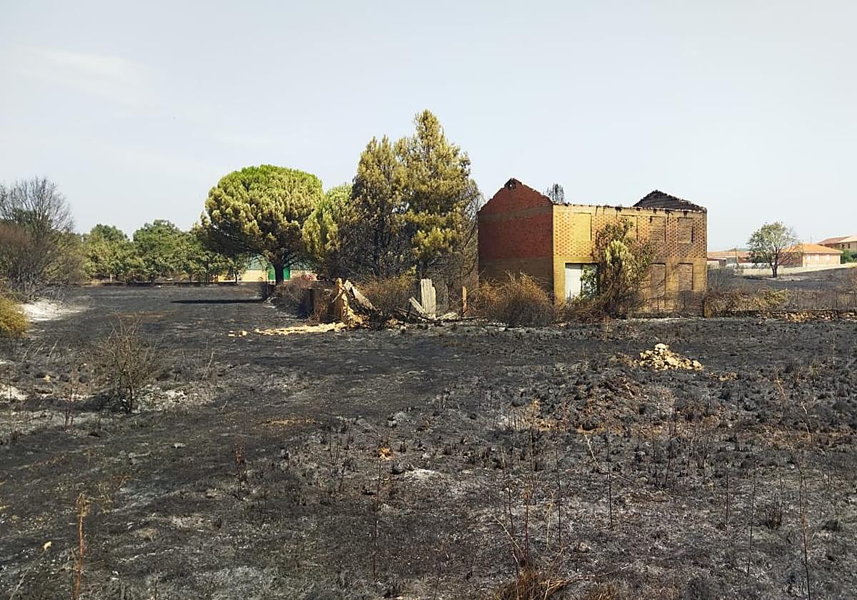 Una casa arrasada por el incendio que se desató en las comarcas zamoranas de Benavente y La Carballeda.