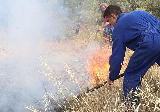 Voluntarios en la lucha contra el fuego en León