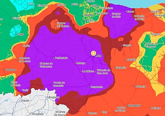 Así se ve actualmente el mapa de la calidad del aire en León y alrededores