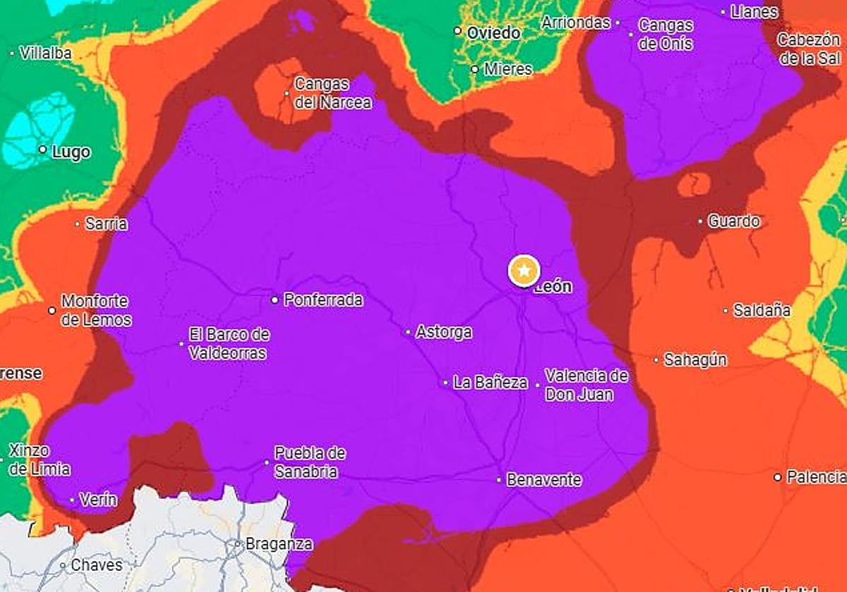Así se ve actualmente el mapa de la calidad del aire en León y alrededores