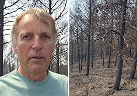 Jesús Calleja comparte un vídeo por redes sociales visitando un bosque calcinado por los incendios en León.