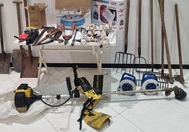 Imagen de las herramientas recuperadas por la Policía Nacional.