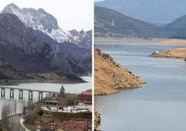 Embalse del Esla en Riaño; y el de Bárcena, del río Sil en Ponferrada. Ambas fotos, de 2012.