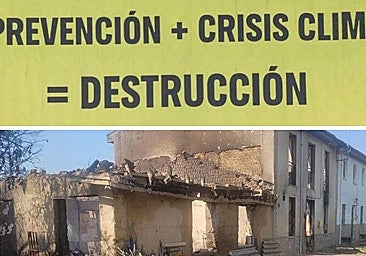 Una pancarta gigante denuncia en Palacios de Jamuz la devastación de los incendios