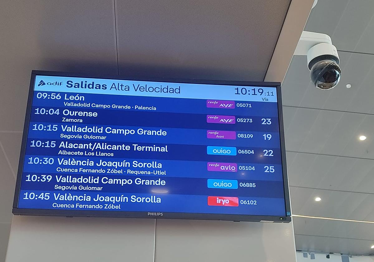 El panel de salidas desde Madrid.