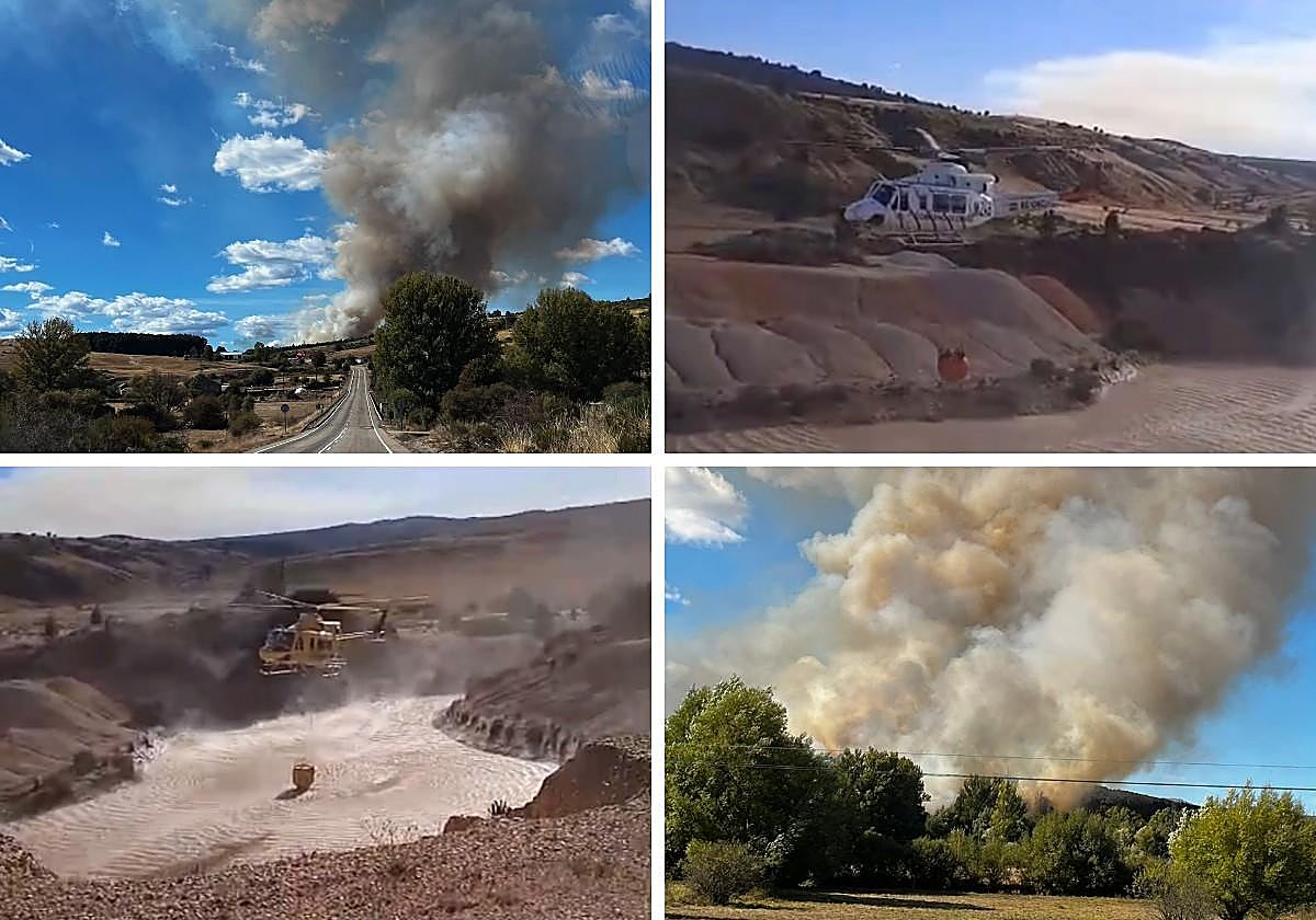 Imágenes del incendio en Riello.