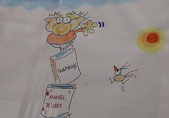 Una ilustración que decora una pared en la biblioteca pública de León.