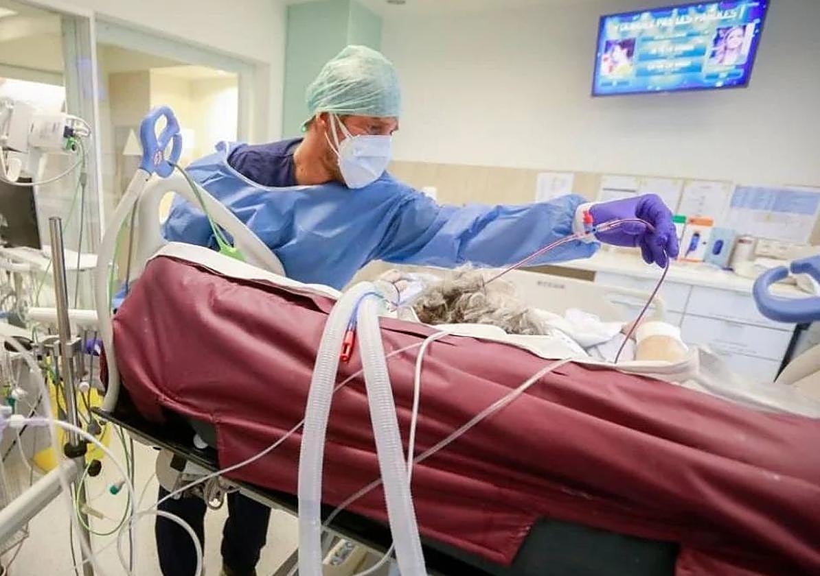 Un médico atiende a un paciente en el Hospital de León.