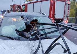 La imagen del coche siniestrado.