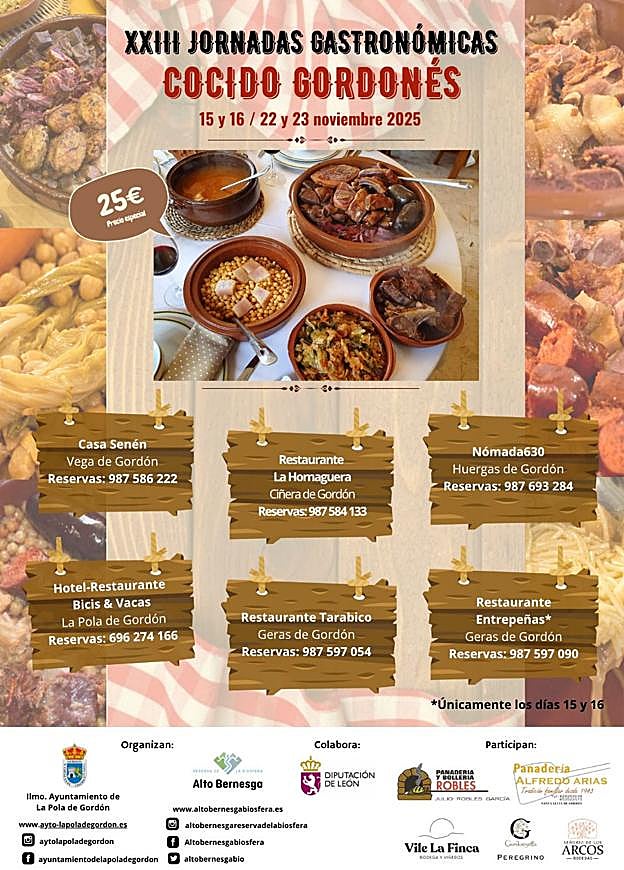 Cartel de las XXIII Jornadas Gastronómicas del cocido gordonés