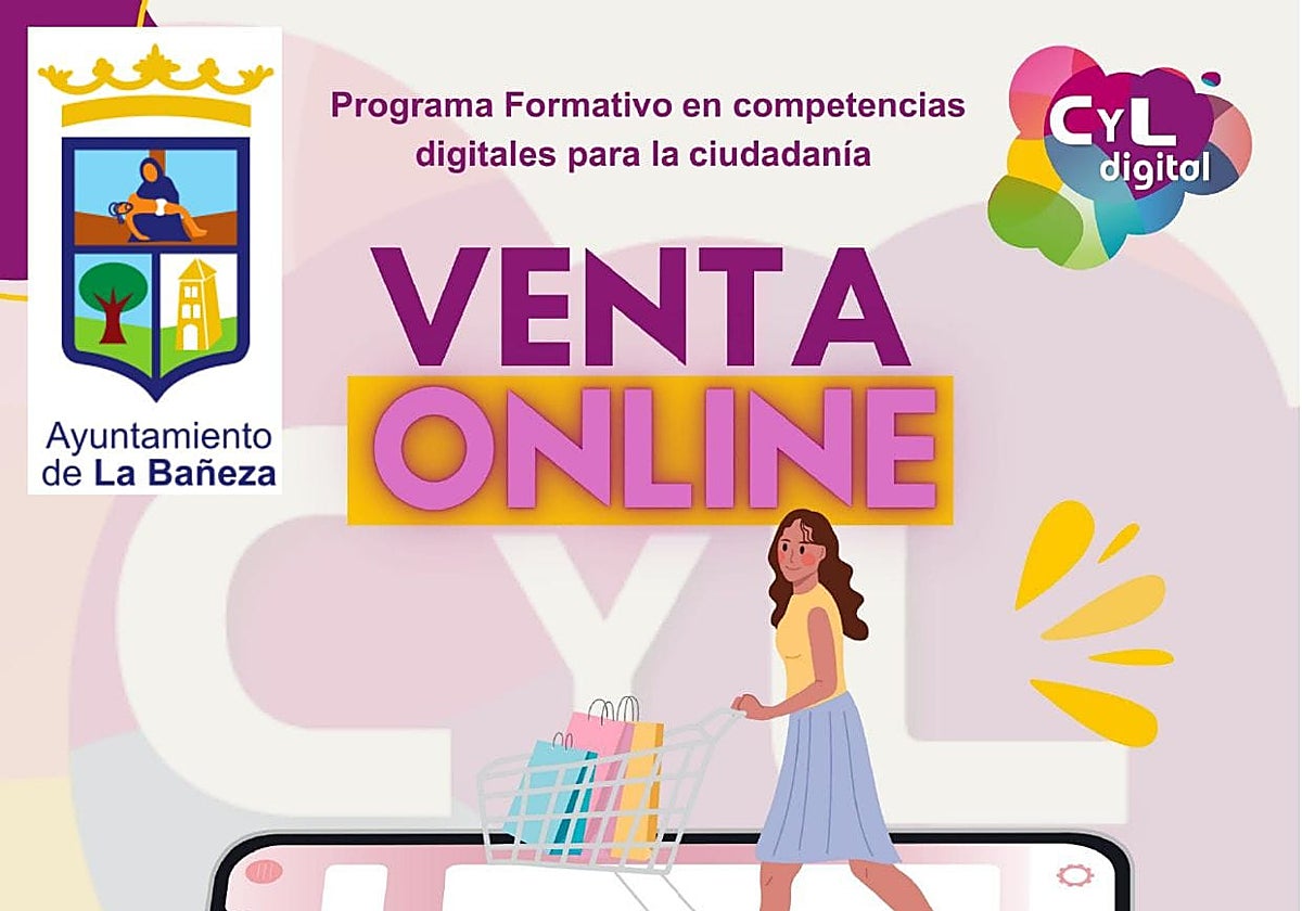 Cartel del programa formativo de competencias digitales en La Bañeza