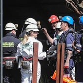 Investigación en la mina de Cerredo tras el accidente.