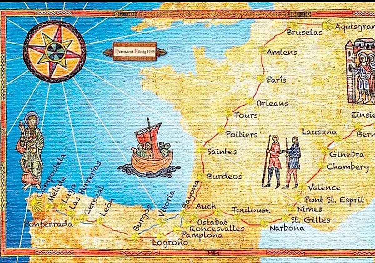 Mapa del camino Künig que pasa por León.