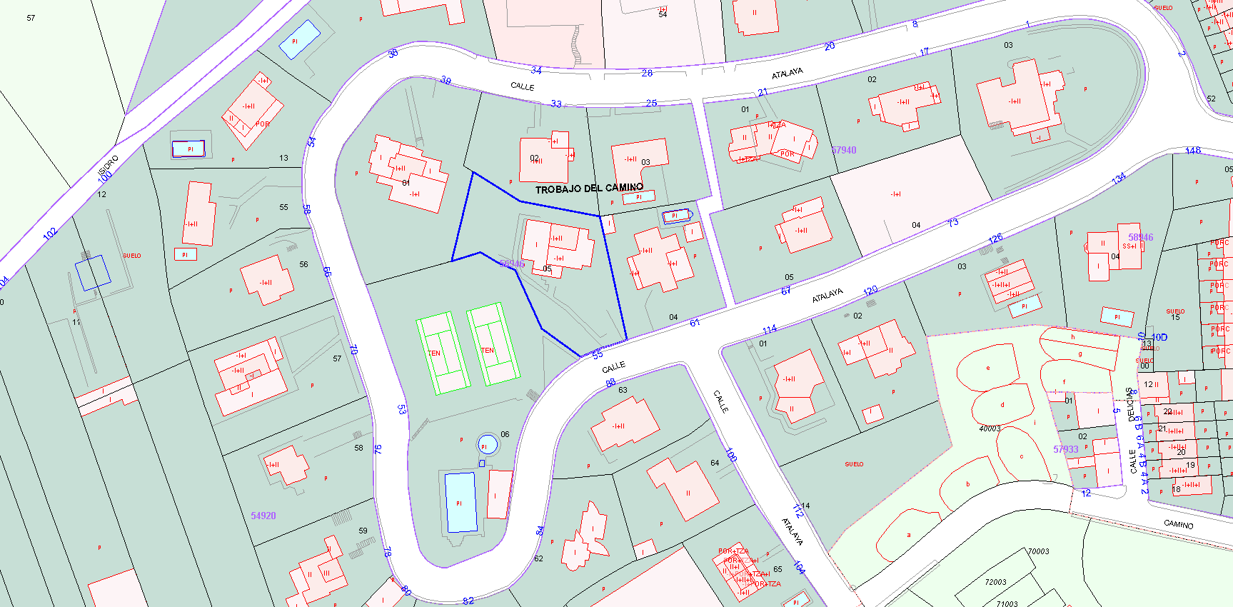 Imagen secundaria 1 - Vista aérea de la finca y el chalé; su representación en el Catastro; y la fachada de la propiedad en Trobajo del Camino.
