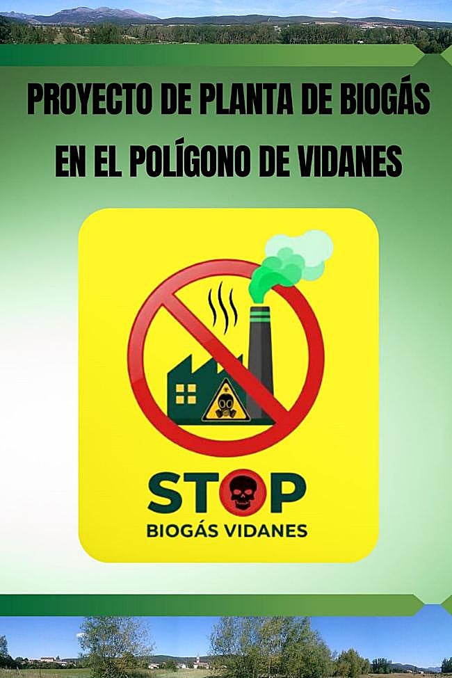Cartel reivindicativo contra la planta de biogás en Vidanes.