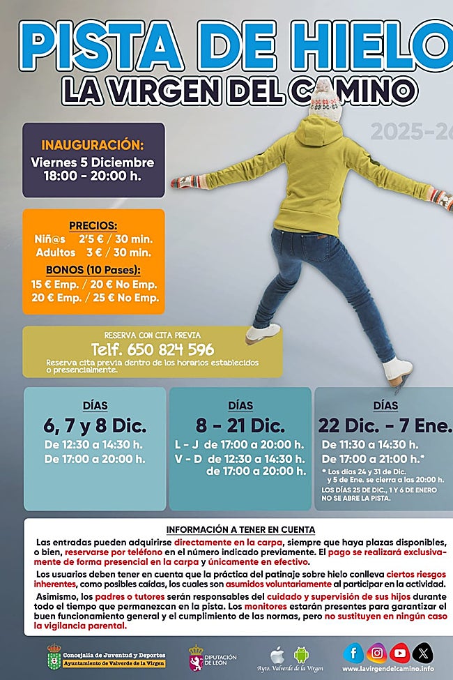 Cartel promocional de la pista de hielo de La Virgen del Camino
