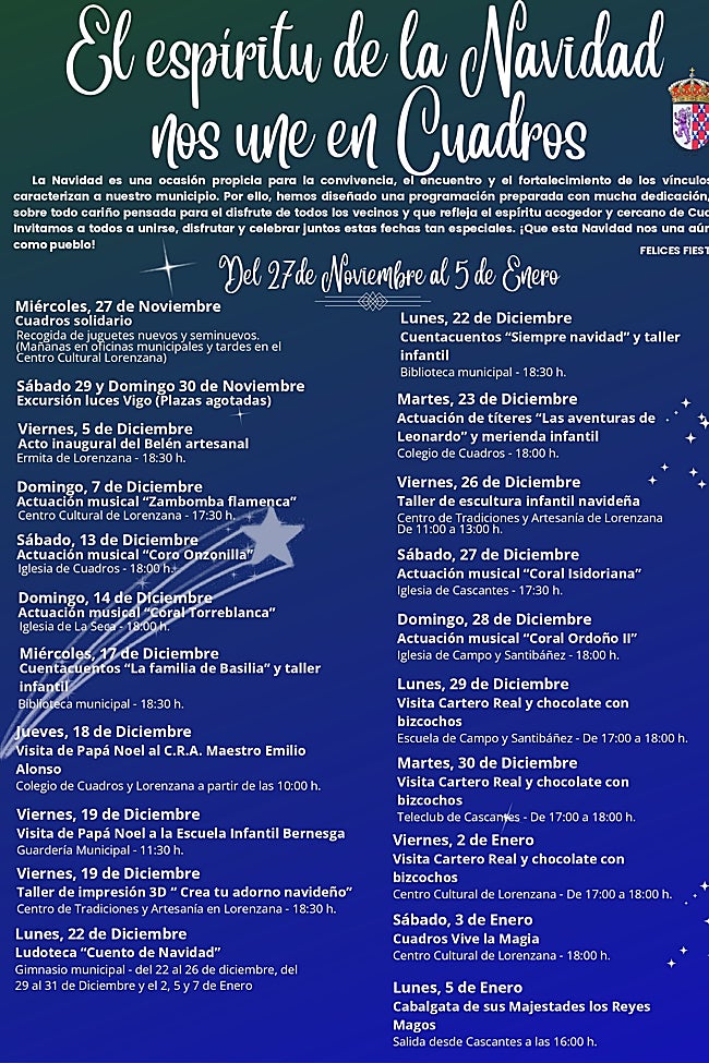 Programación navideña del Ayuntamiento de Cuadros