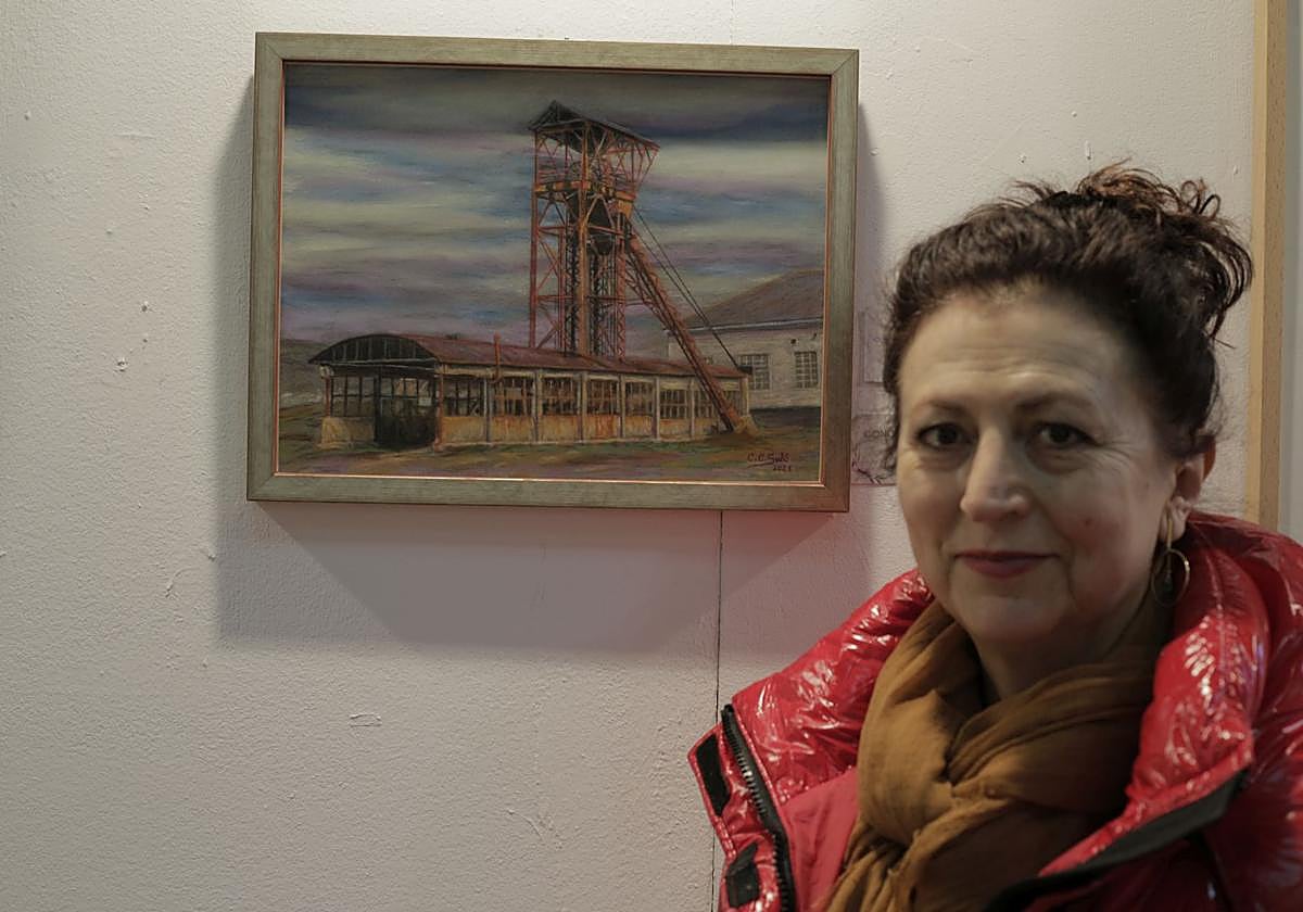 Una de sus obras sobre un pozo minero de León.