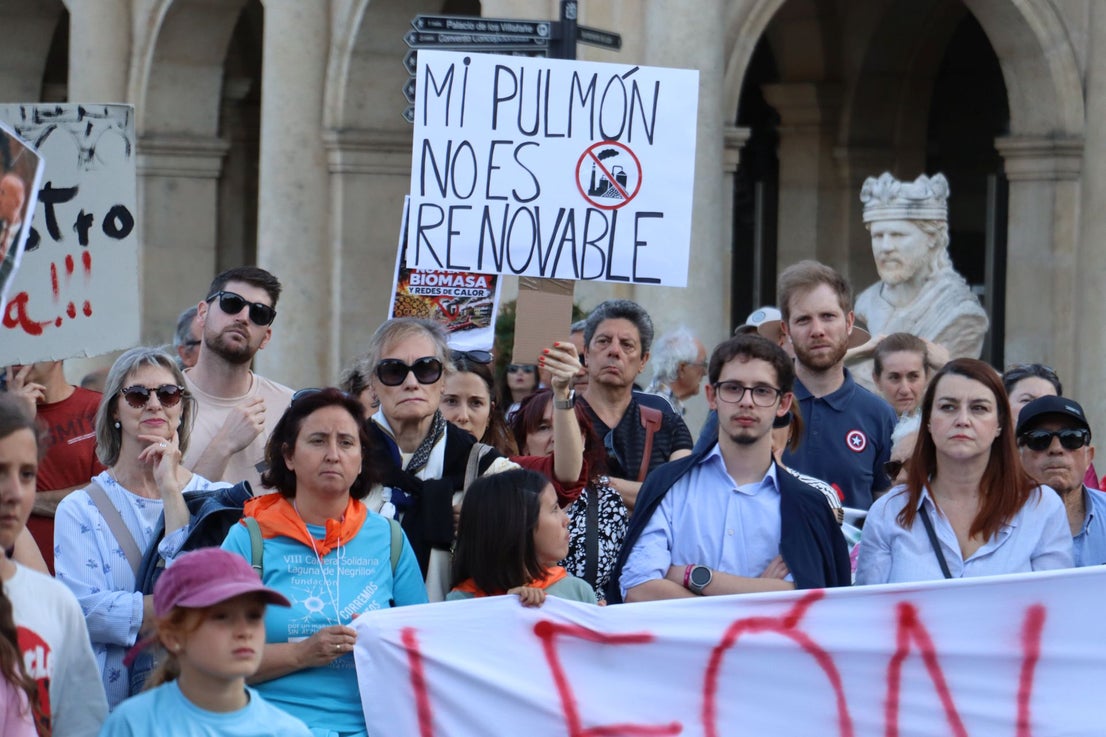 Las imágenes de la manifestación por la planta de biomasa en León