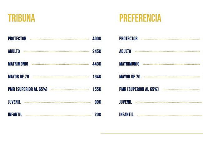 Precios de los abonos de la SD Ponferradina para la temporada 2026-2027, en Tribuna y Preferencia.