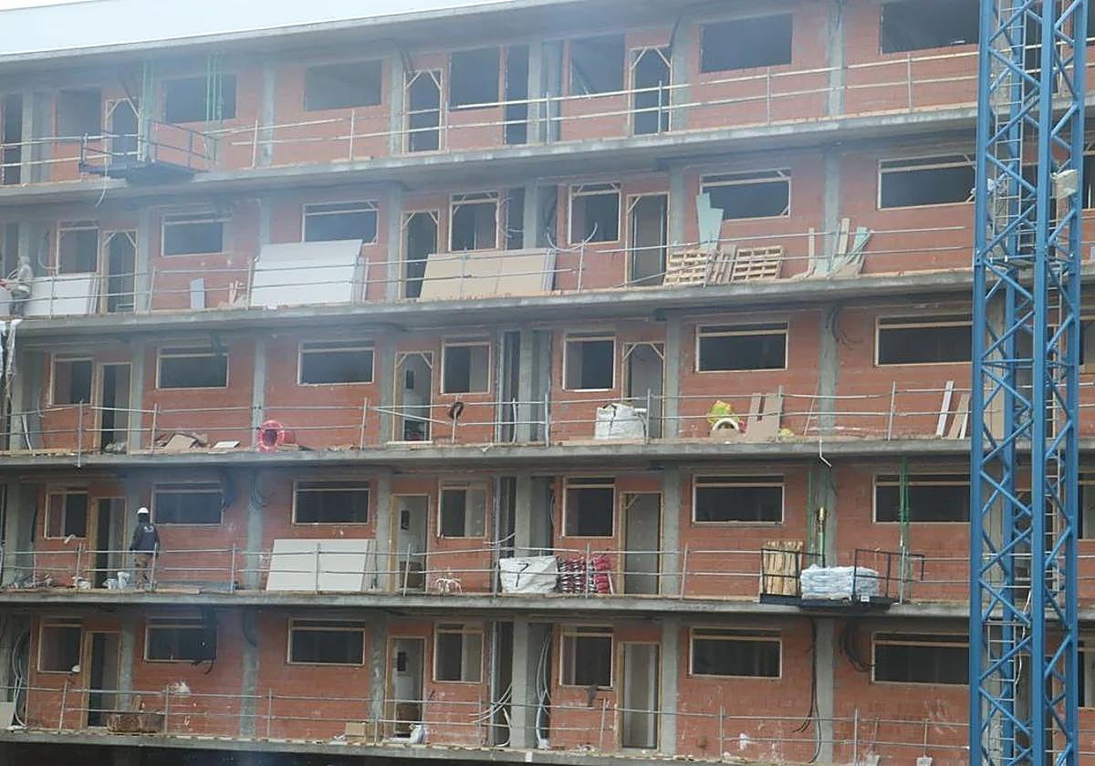 Estado de las obras del edificio en La Palomera en el mes de enero.