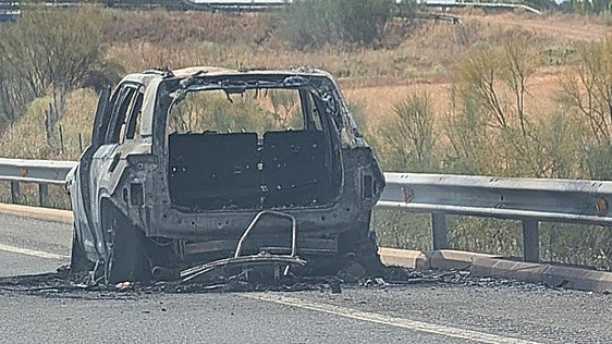 El incendio de un coche provoca un atasco en la A-66 a la altura de Villamañán en sentido Benavente