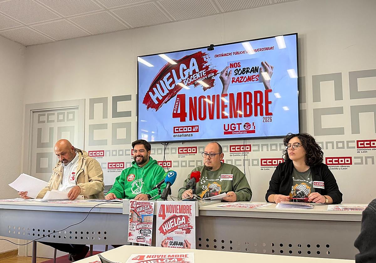 Imagen de la comparecencia para anunciar la huelga de docentes del próximo 4 de noviembre en Castilla y León.