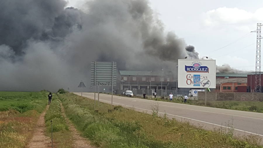 Aparatoso incendio en Embutidos Rodríguez