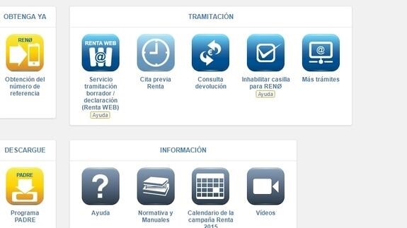 Imagen de la página web de la Agencia Tributaria.