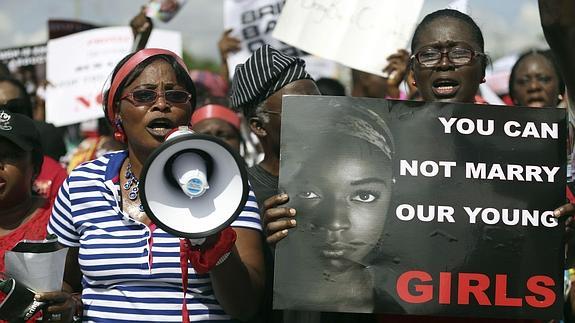Manifestación en Lagos por la liberación de las niñas secuestradas por Boko Haram.