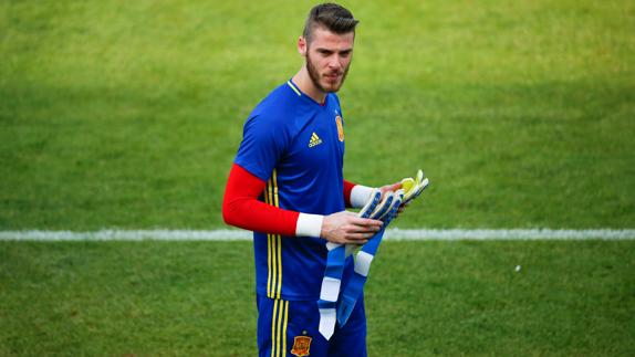 De Gea, durante el entrenamiento. 