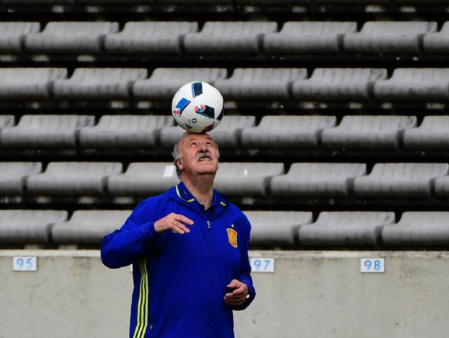 Del Bosque, en un entrenamiento de la selección española