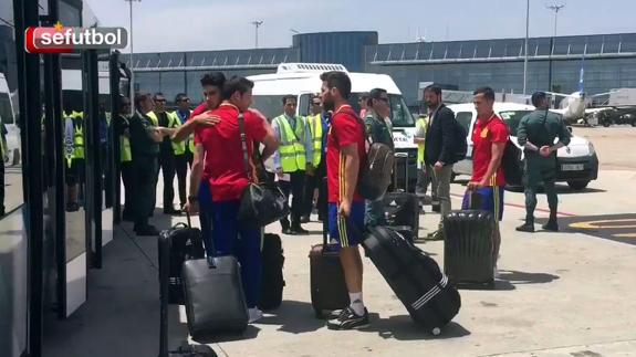 Imagen de los jugadores llegando a España. 