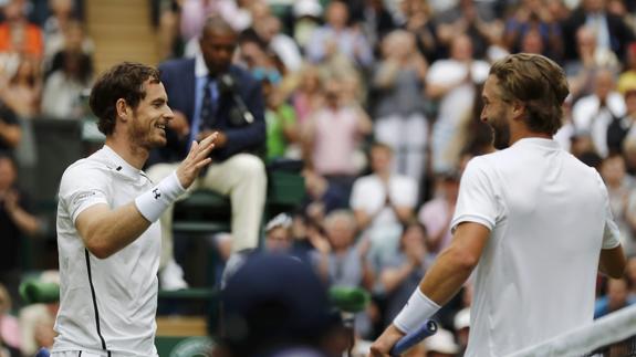 Andy Murray, durante el partido de primera de Wimbledon. 