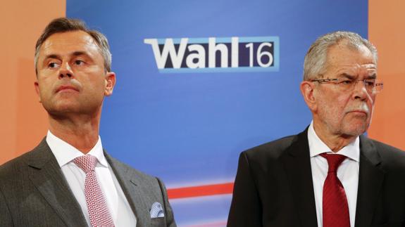 El ultraderechista Norbert Hofer y el ecologista Alexander van der Bellen. 