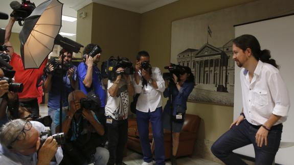 Pablo Iglesias, hoy en el Congreso.