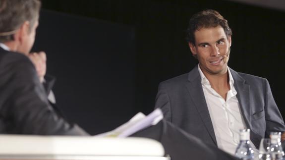 Rafael Nadal, durante la rueda de prensa. 