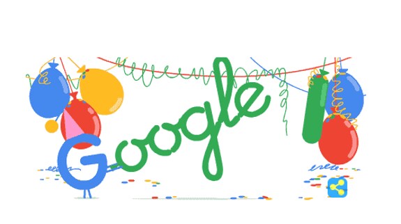El doodle de Google celebra sus 18 años.