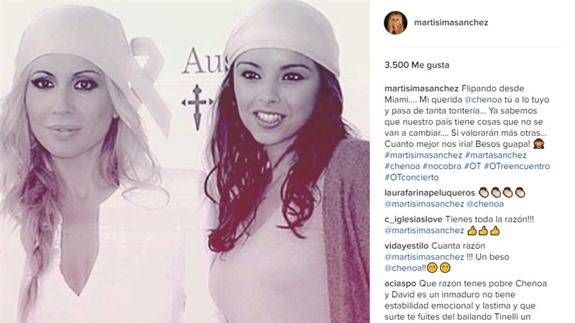 Mensaje de Marta Sánchez en Instagram.