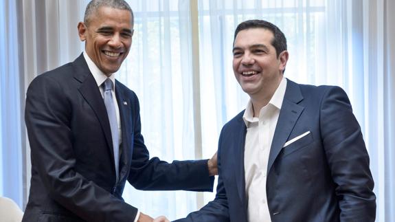 Obama y Tsipras durante la reunión.