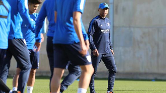 Romero, en el entrenamiento de esta mañana. 