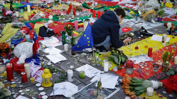 Homenaje a las víctimas del atentado de Bruselas.