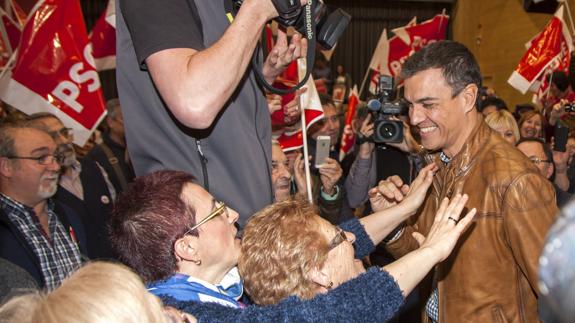 Pedro Sánchez, en un acto en Aldeanueva de Ebro (La Rioja).